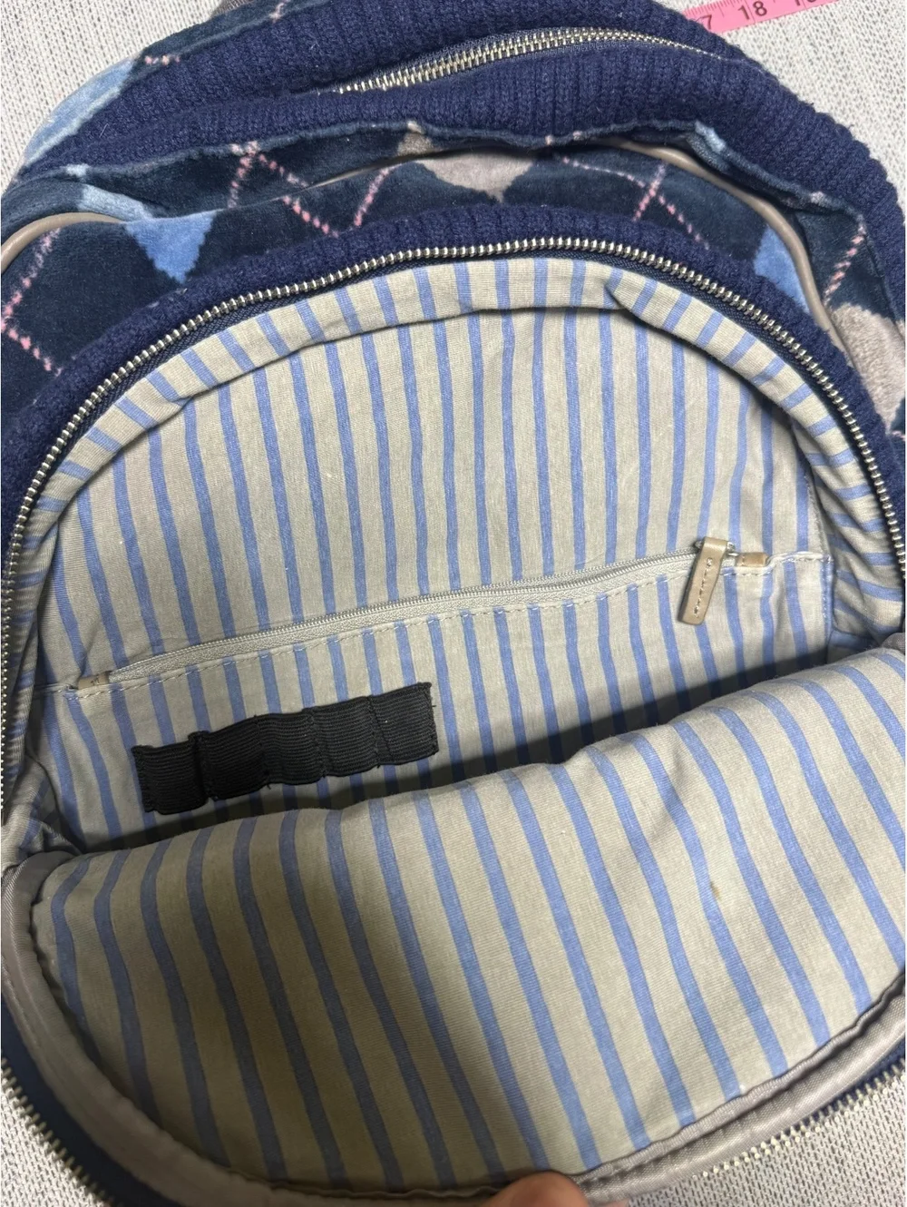 Juicy Couture Argyle Pattern Velvet Mini Backpack